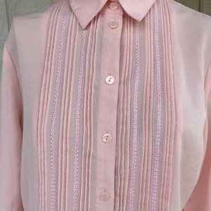 Vintage Allison Daley Long Sleeve Button Down, Pastel Pink Blouse, Size 10